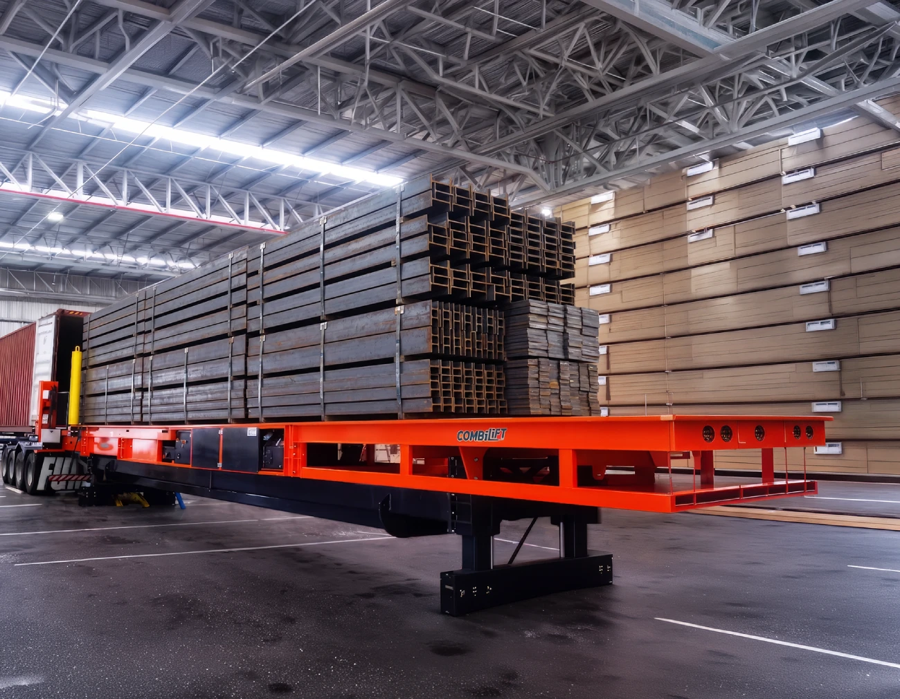 Flatbed slip-sheet container loading equipment