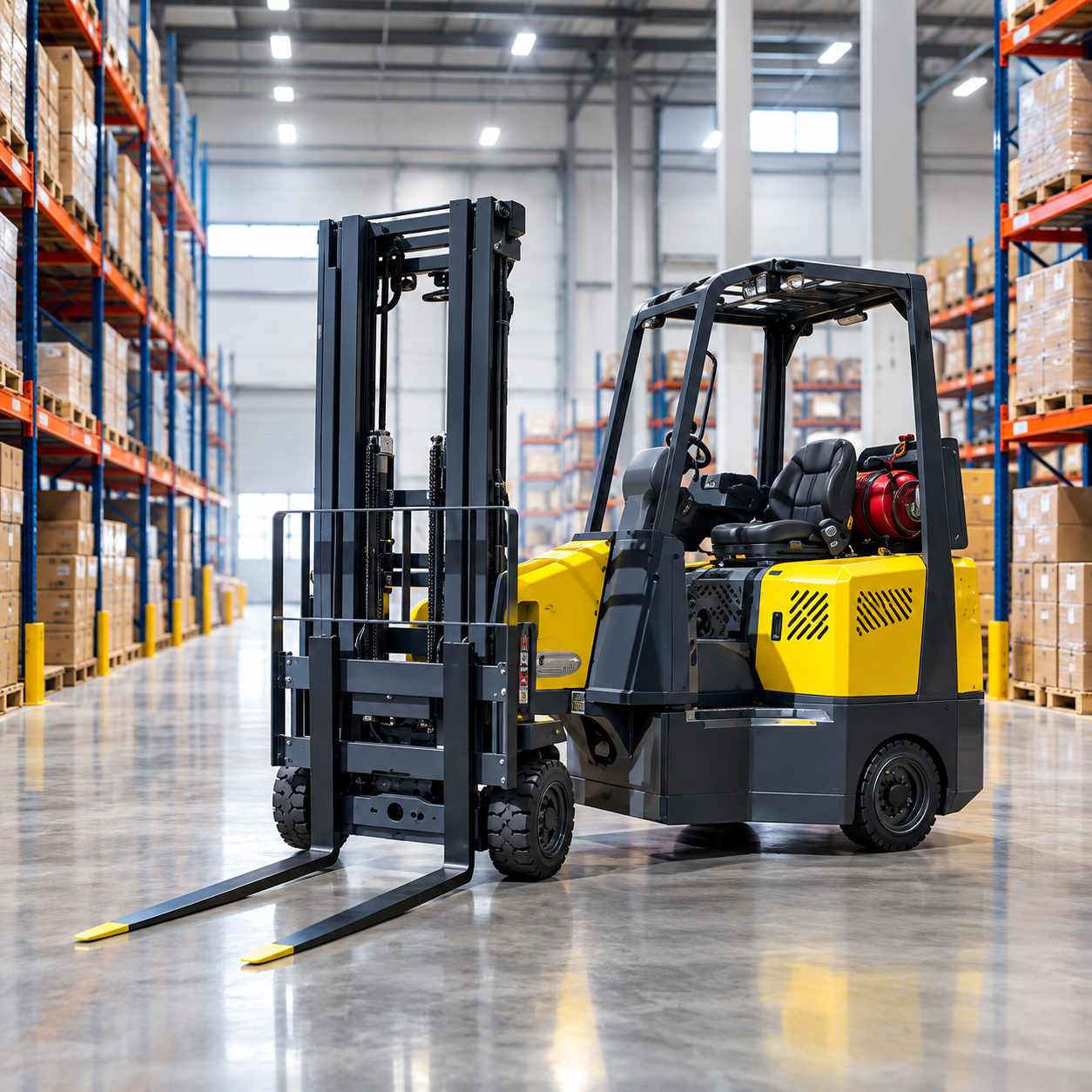 Aisle Master articulated forklift for space-constrained warehouses in Tamil Nadu