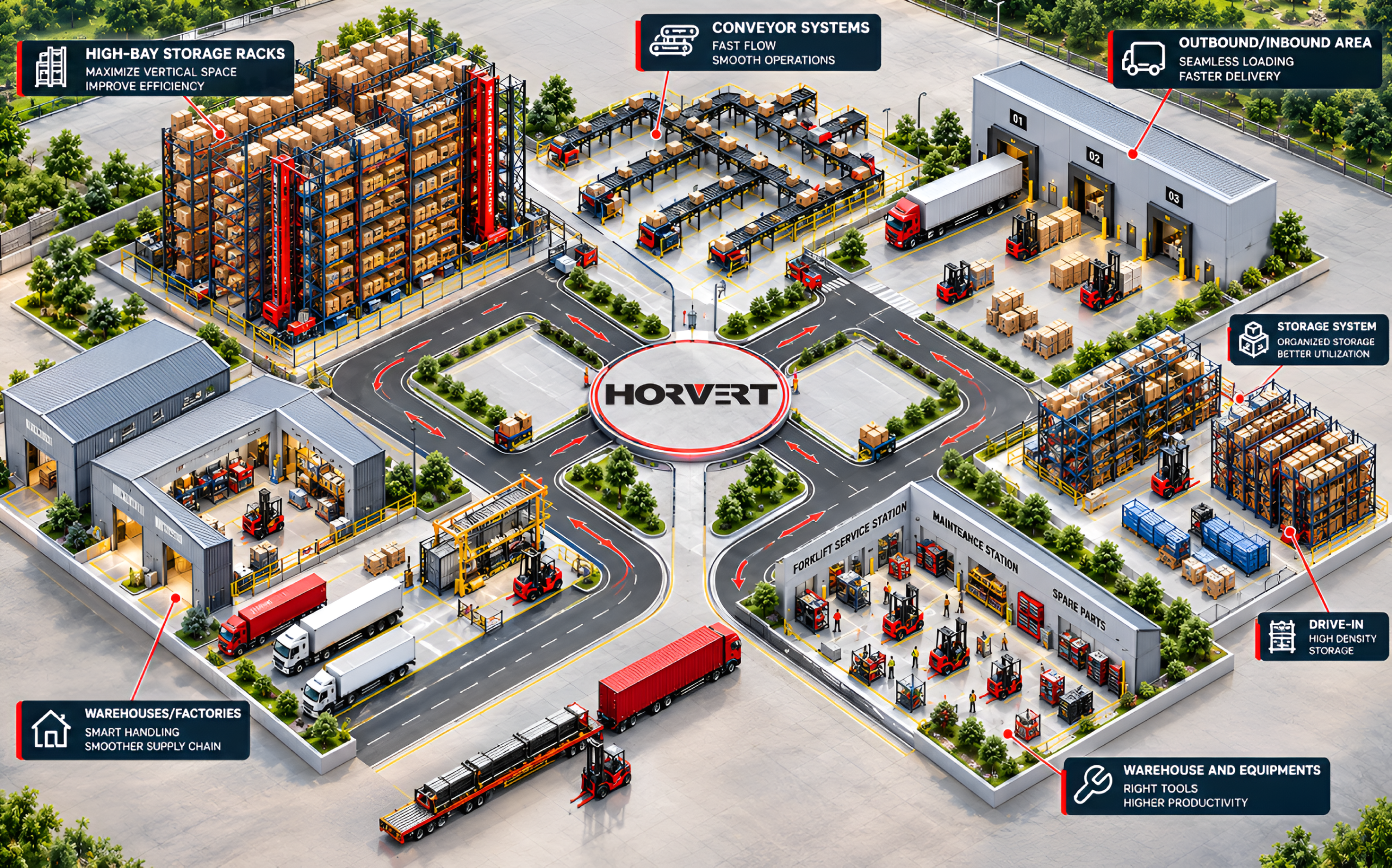 Horvert warehouse floor plan showing infrastructure, storage racking, and warehouse equipment layout for facilities in Chennai and Tamil Nadu