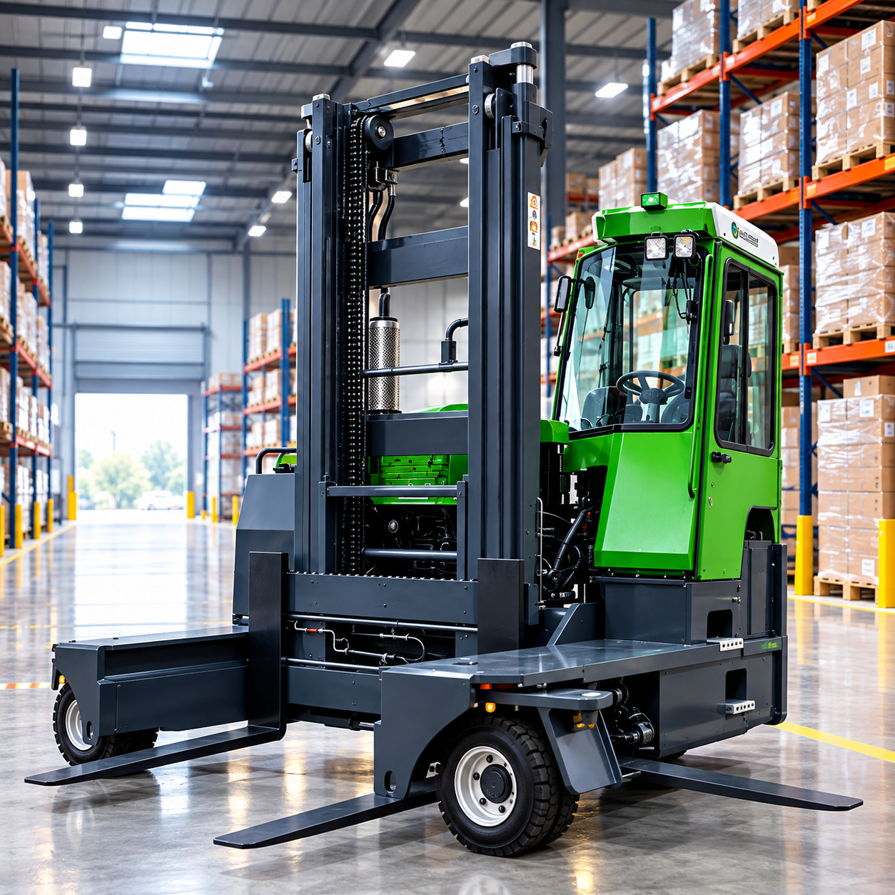 Multidirectional forklift truck for long-load material handling in Chennai warehouses