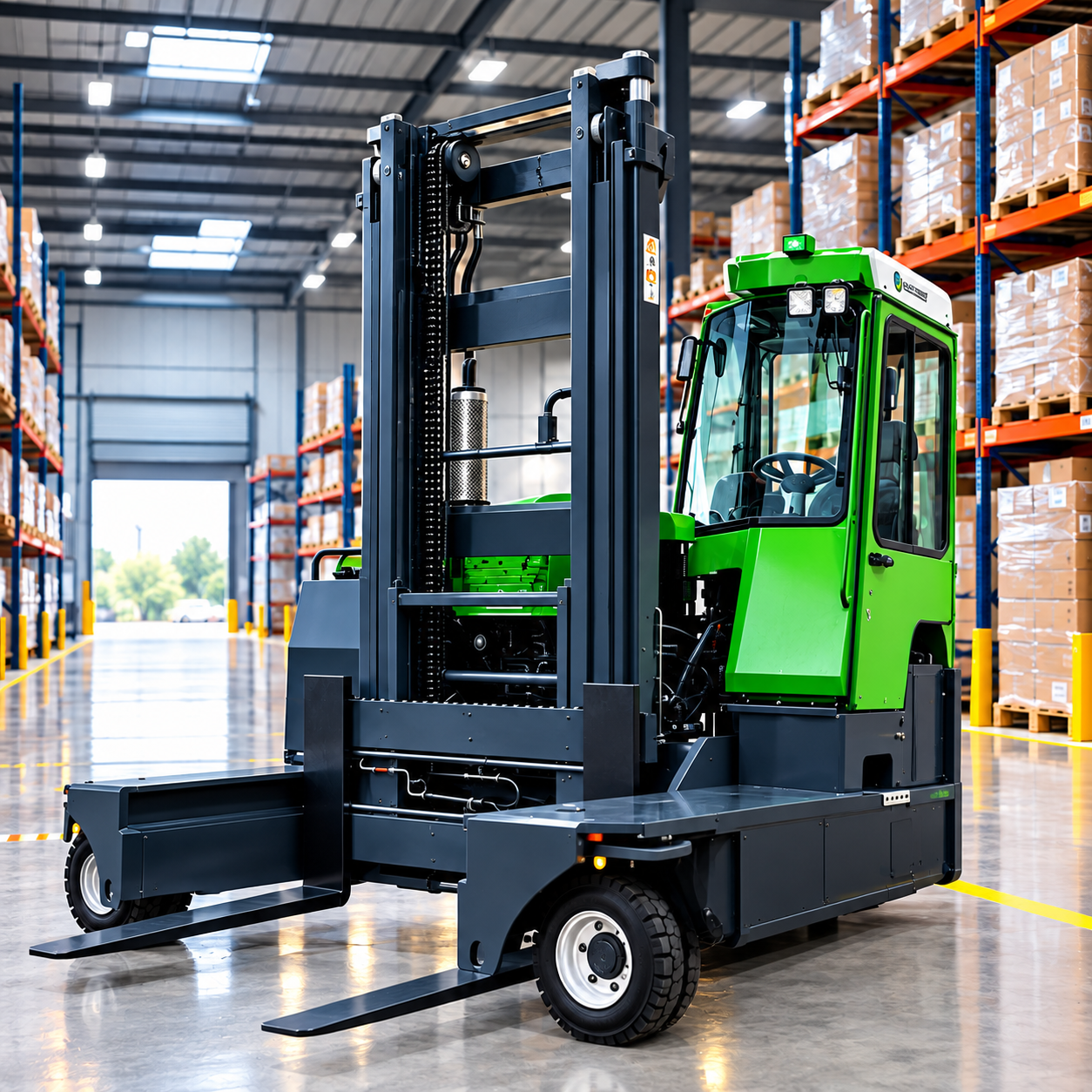 Multidirectional forklift truck for long-load material handling in Chennai warehouses
