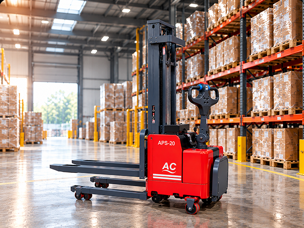 Pallet stacker for lifting and stacking palletized warehouse goods